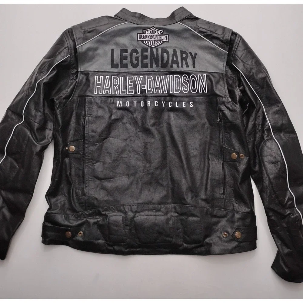Harley Davidson Mens Votary Padded Black Leather Riding Jacket 2XL Black